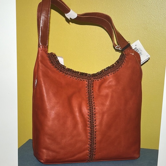 NWT THE SAK Leather Vintage Finish Shoulder Bag Brick Red - Picture 6 of 8
